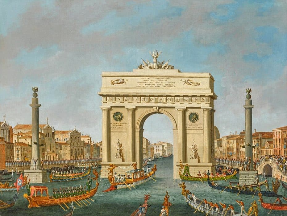 "Napoleón Bonaparte entrando en Venecia en barco el 29 de noviembre de 1807" Por Vincenzo Chilone.