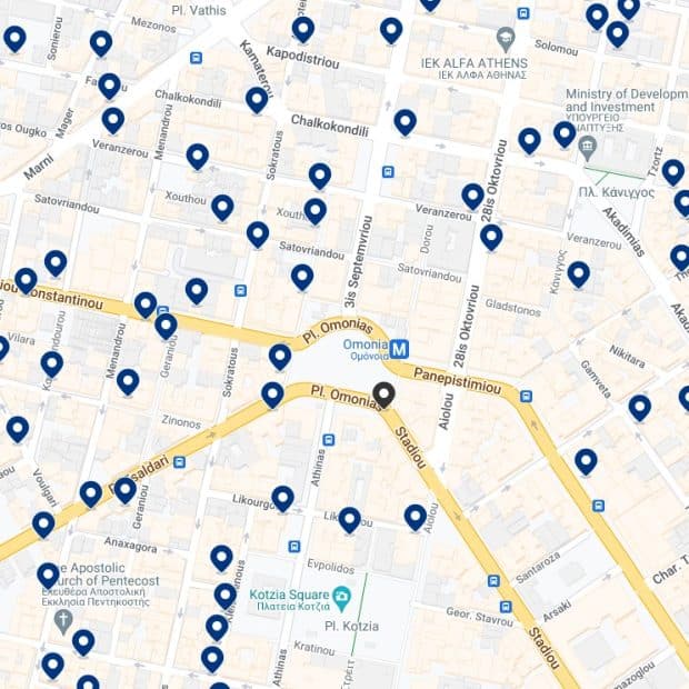 Omonoia: Mappa degli alloggi
