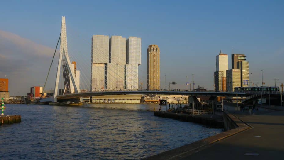 The Erasmus Bridge is a must-see attraction in Rotterdam, especially at sunset