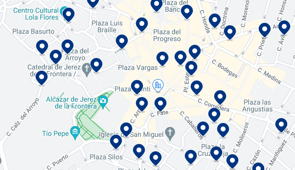 Jerez de la Frontera - Old Town -: Mappa degli alloggi