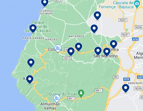 Sintra - Cascais Natural Park - Accommodation Map