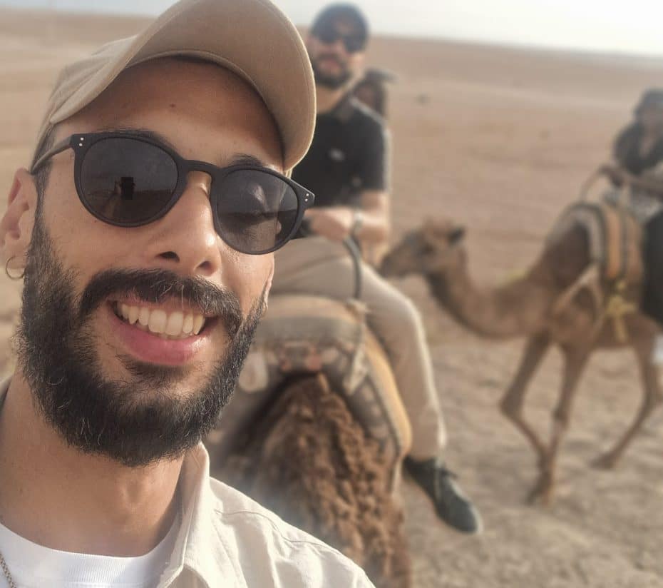 Durante un paseo en camello cerca de Marrakech en mi último viaje a la ciudad