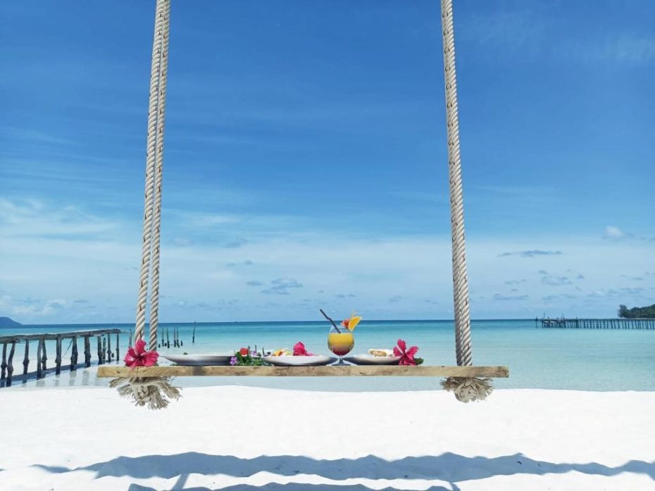 Sok San Beach lies on Koh Rong’s western side and features an elongated stretch of soft sand