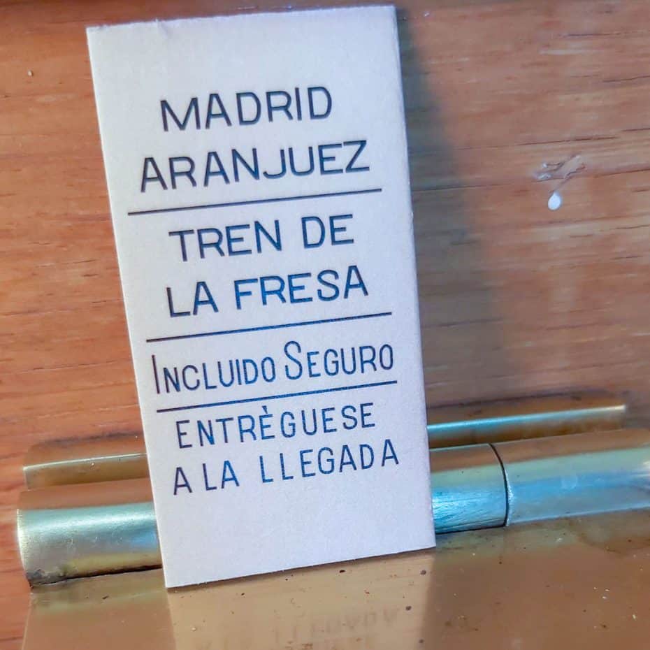 Vintage-style ticket for Madrid's Tren de la Fresa