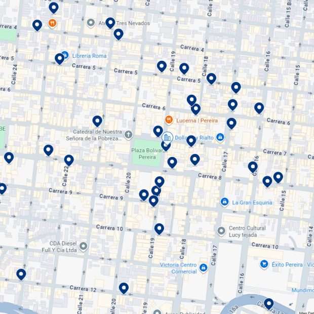 Centro de Pereira – mapa de alojamiento