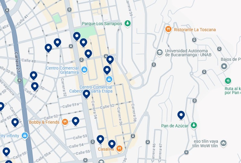 Sistemazioni a Cabecera del Llano – Clicca sulla mappa per vedere tutti gli hotel disponibili in zona