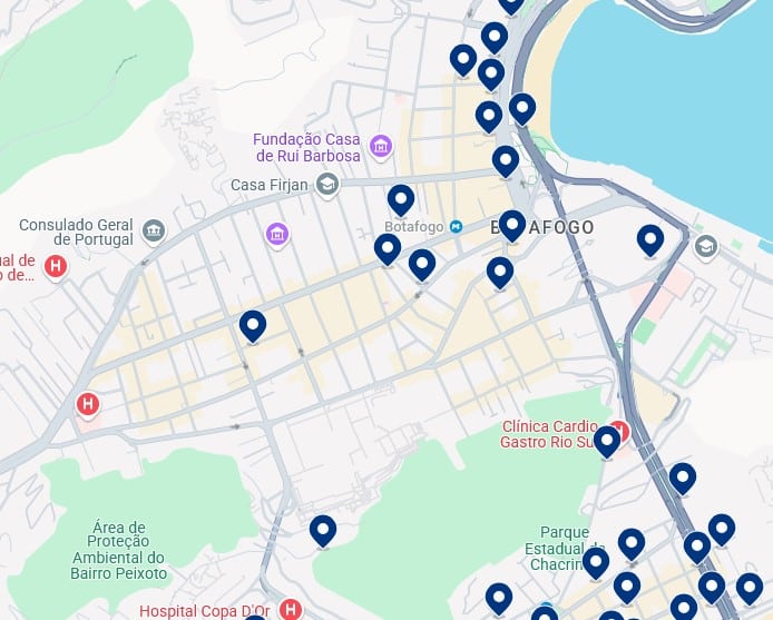 Alloggi a Botafogo – Clicca sulla mappa per vedere tutti gli hotel disponibili in quest’area