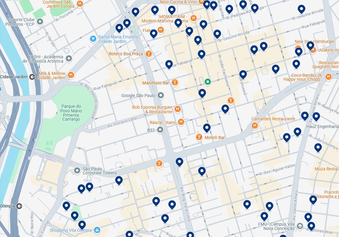 Alloggi a Itaim Bibi – Clicca sulla mappa per vedere tutti gli hotel disponibili in questa zona