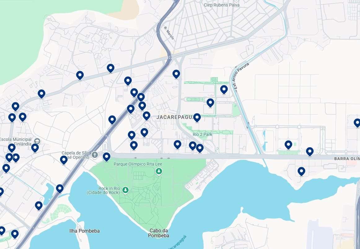 Alloggi a Jacarepaguá – Clicca sulla mappa per vedere tutti gli hotel disponibili in quest’area