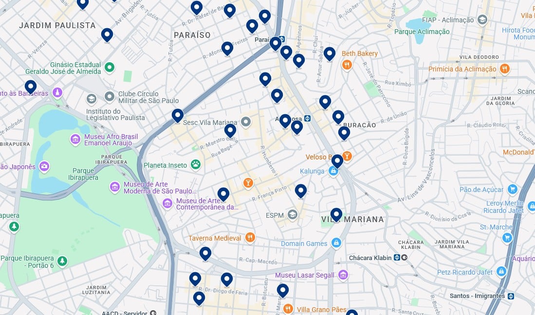 Alloggi a Vila Mariana - Clicca sulla mappa per vedere tutti gli hotel disponibili in questa zona