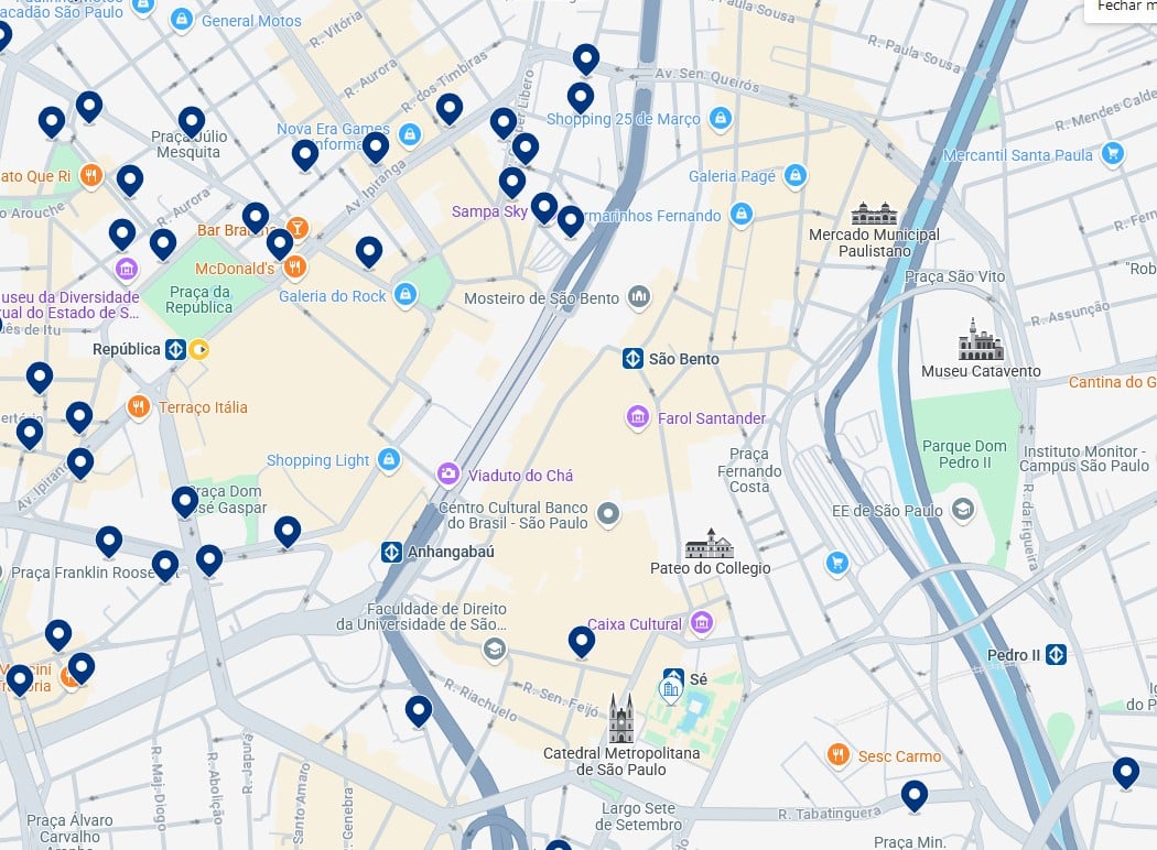 Alloggi nel Centro di San Paolo - Clicca sulla mappa per vedere tutti gli hotel disponibili in questa zona