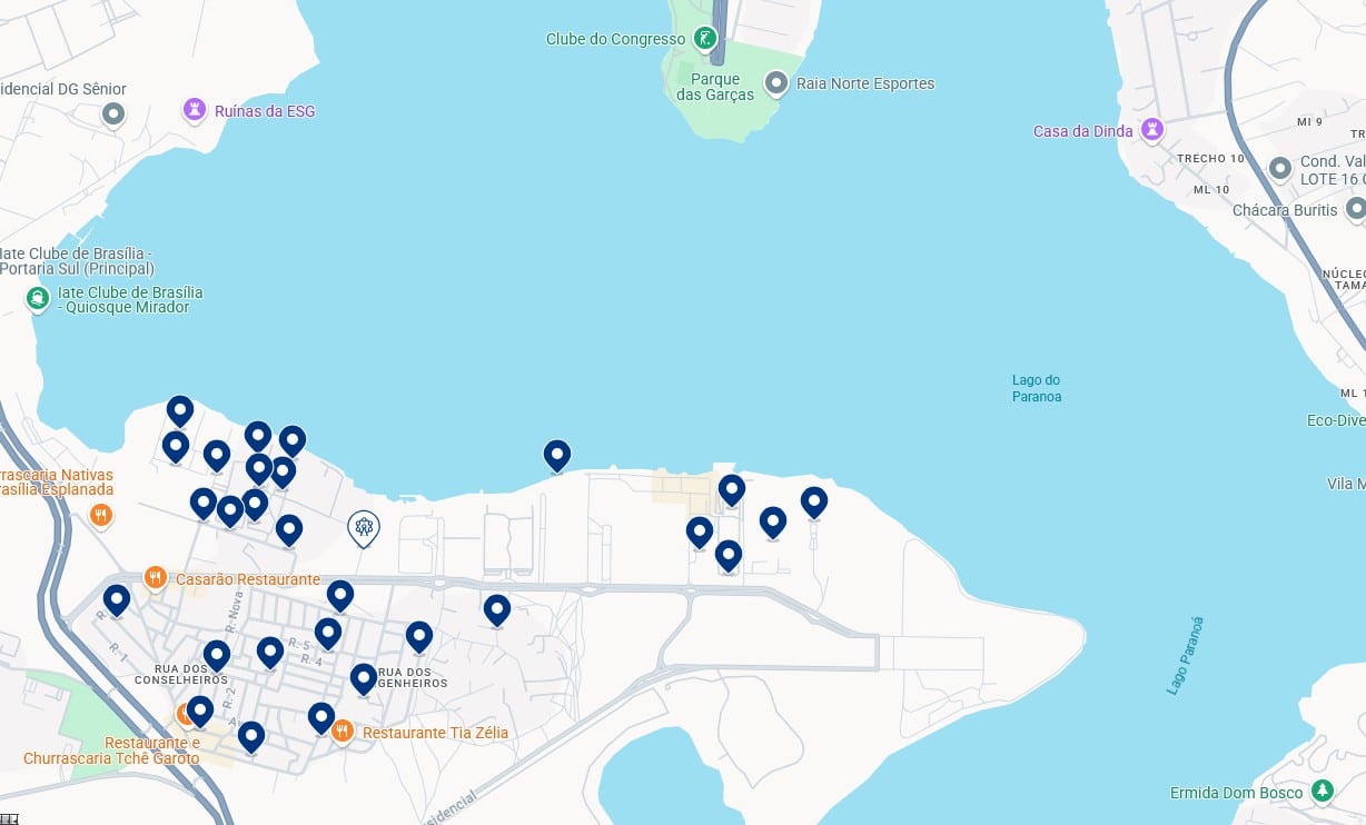 Alloggi vicino al Lago Paranoá – Clicca sulla mappa per vedere tutti gli hotel disponibili in questa zona