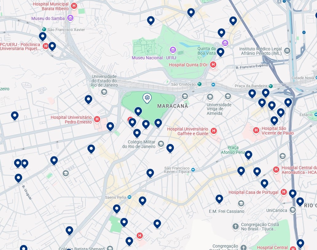 Alloggi vicino al Maracanã – Clicca sulla mappa per vedere tutti gli hotel disponibili in quest’area