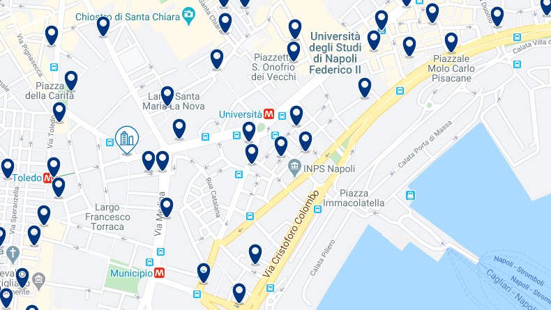 Mappa di alloggio a Napoli - Clicca qui per vedere tutti gli hotel su una mappa