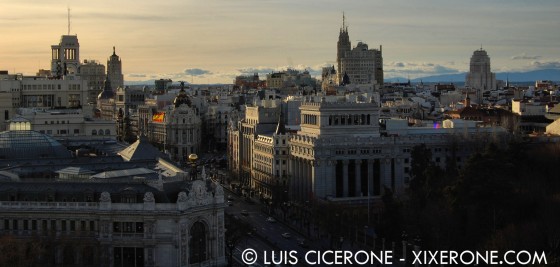 Vistas de la calle Alcalá y Gran Vía desde el Palacio Cibeles