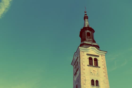 Campanario de la Iglesia  de la isla de Bled