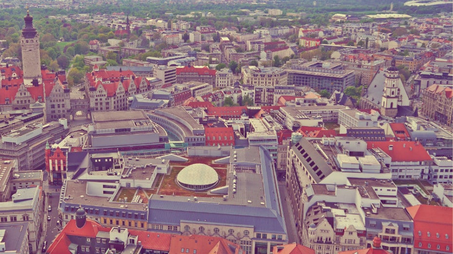 Centro de Leipzig desde Panorama Tower