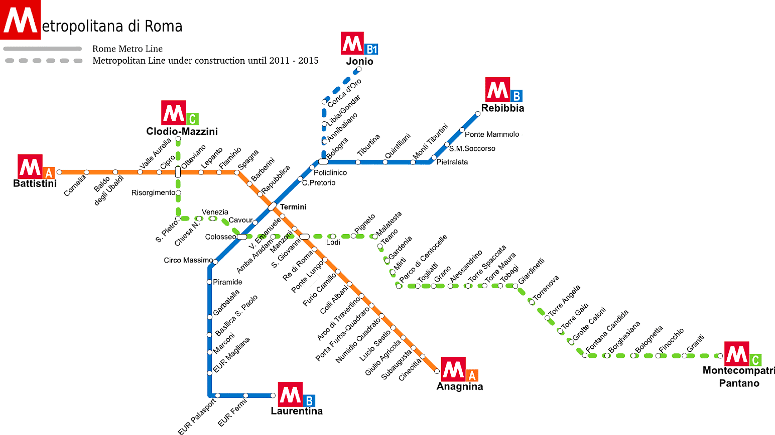 Mapa Del Metro De Roma