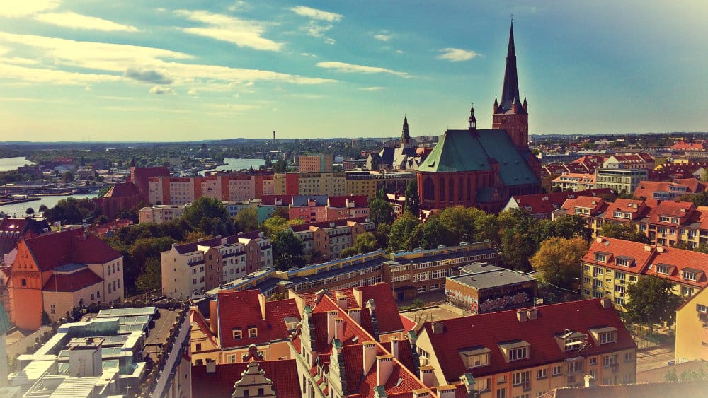 Vista de Szczecin desde el campanario del Palacio de lo Duques
