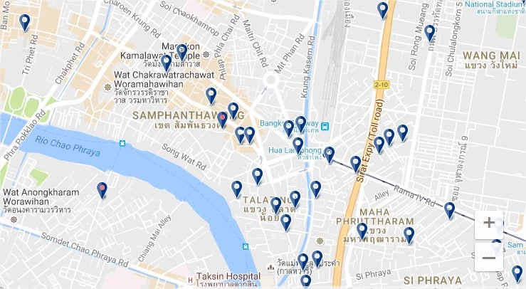 Dónde alojarse en el centro histórico de Bangkok - clica para ver todos los alojamientos