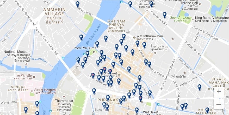 Dónde alojarse en el centro histórico de Bangkok - clica para ver todos los alojamientos