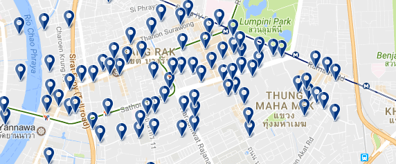 The best areas to stay in Bangkok - Sathorn - Click on map to expand