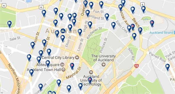 Alojamiento en el centro de Auckland - haz clic para ver todos los hoteles
