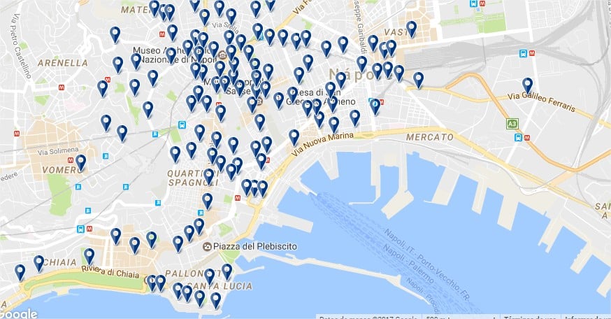 Hoteles en Nápoles - Haz click para ver todas las opciones en un mapa