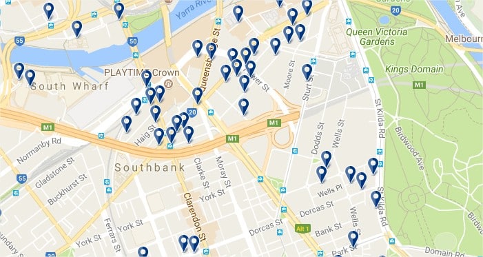 Melbourne Southbank - Click to see all hotels on a map (opens in a new tab)