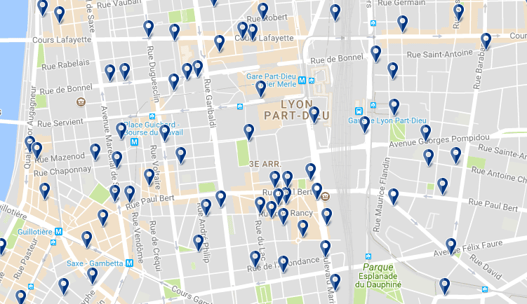 3 arr. Lyon - Haz clic para ver todos los hoteles en un mapa