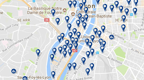 Lione - La Presqu’Ile - Clicca qui per vedere tutti gli hotel su una mappa