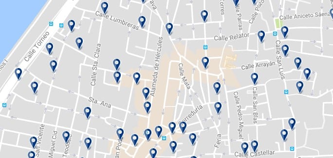 Seville - La Alameda - Click to see all hotels on a map