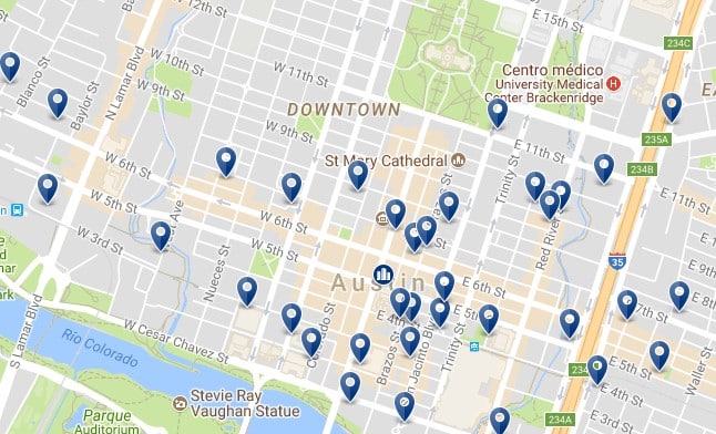 Austin Downtown - Haz clic para ver todos los alojamientos en un mapa