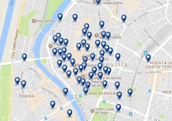 Sevilla Centro - Haz clic para ver todos los alojamientos en un mapa