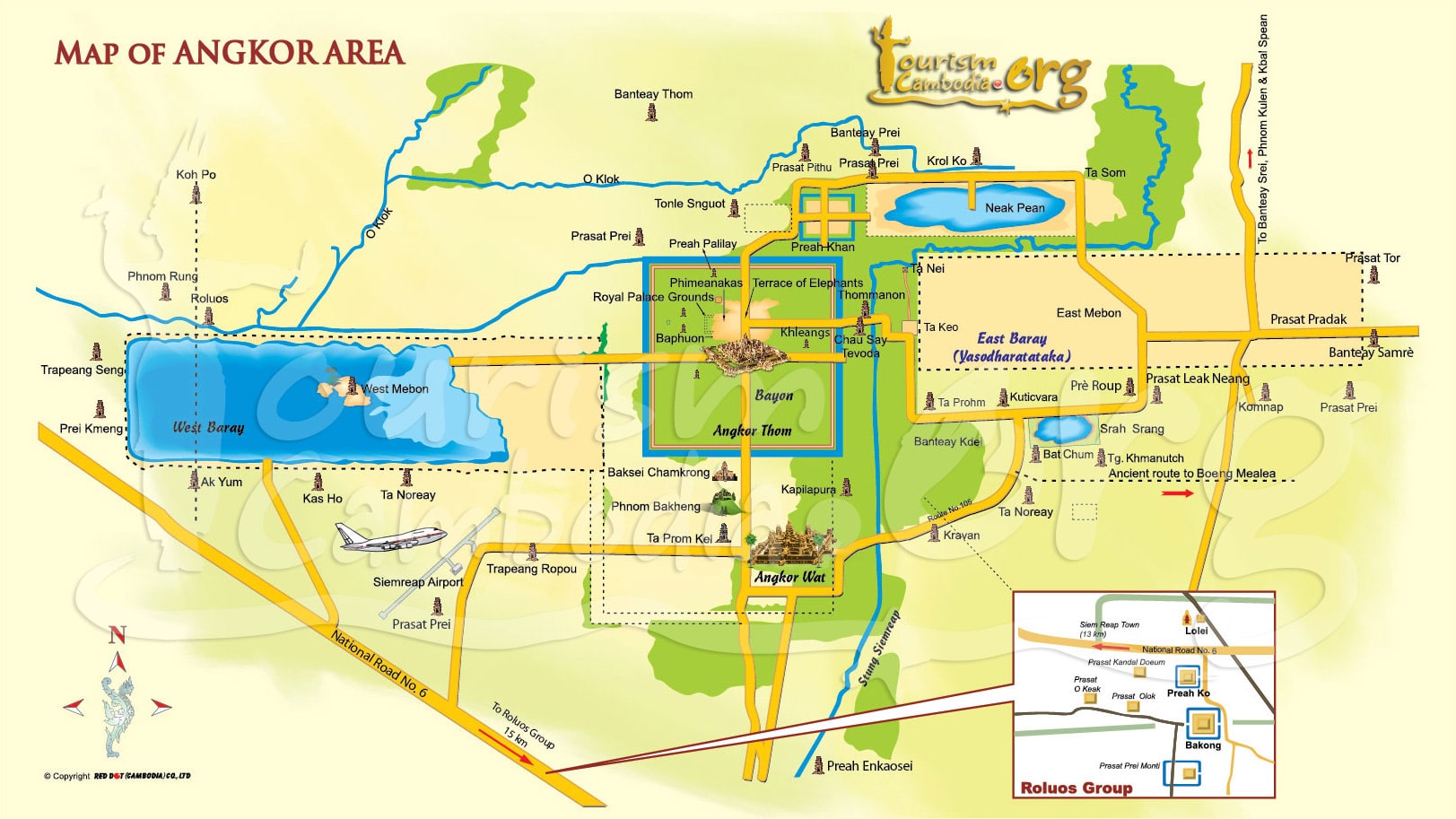 Mapa de Angkor Wat y el complejo arqueológico de Angkor - Haz clic para ampliar