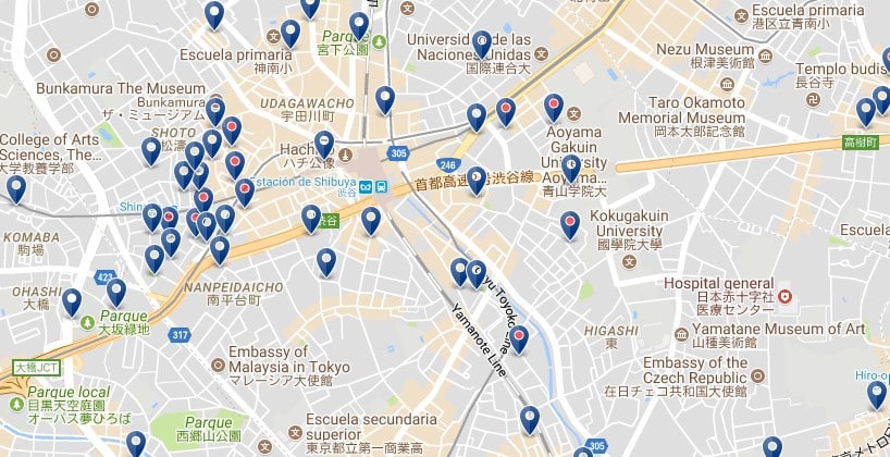 Tokio - Shibuya - Haz clic para ver todos los hoteles en un mapa