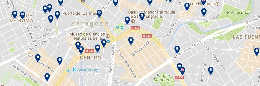 Zaragoza - Centro - Haz clic para ver todos los hoteles en un mapa