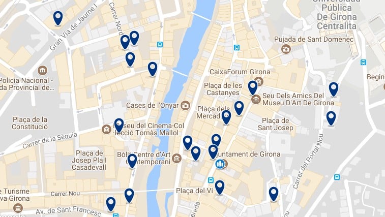 Girona - Ciutat Vella - Fes clic per veure tots els hotels en un mapa