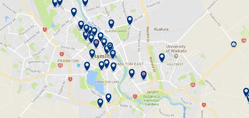 Hamilton - New Zealand - Click to see all hotels on a map