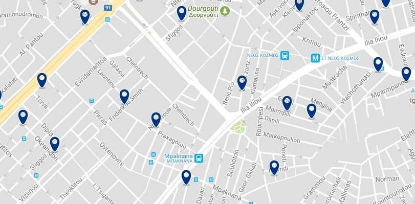 Athens - Neos Kosmos - Click to see all hotels on a map