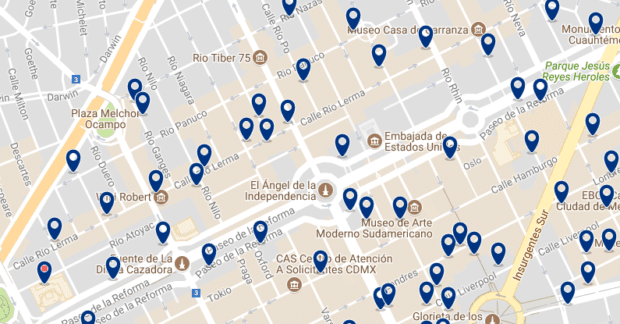 Ciudad de México - Reforma - Haz clic para ver todos los hoteles en un mapa