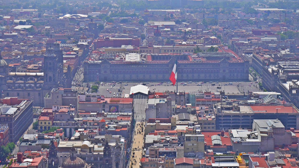 Zócalo y catedral de Ciudad de México desde Torre Latinoamericana