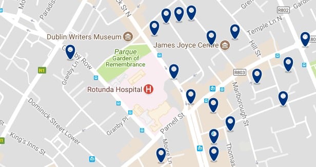 Dublin - Parnell Square - Haz clic para ver todos los hoteles en un mapa