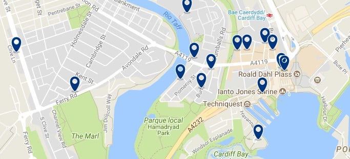 Cardiff - Cardiff Bay - Click to see all hotels on a map