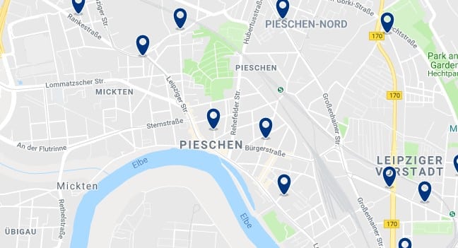 Dresden - Pieschen - Click to see all hotels on a map