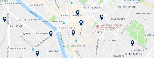Geneva - Plainpalais - Click to see all hotels on a map