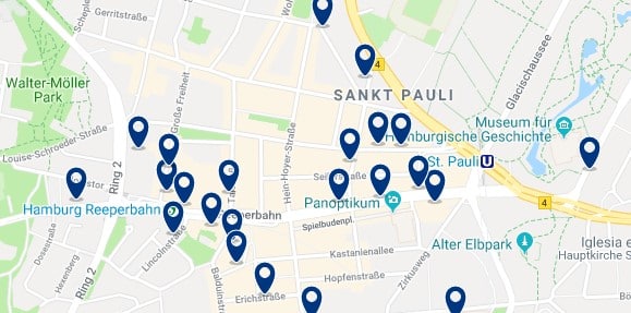 Hamburg - Sankt Pauli - Click to see all hotels on a map