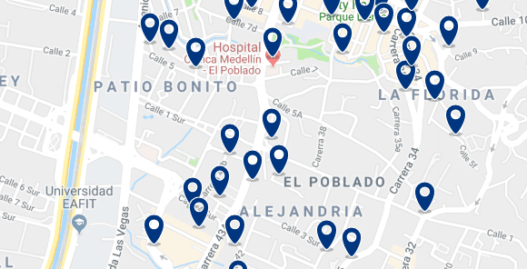 Medellin - El Poblado - Clicca qui per vedere tutti gli hotel su una mappa
