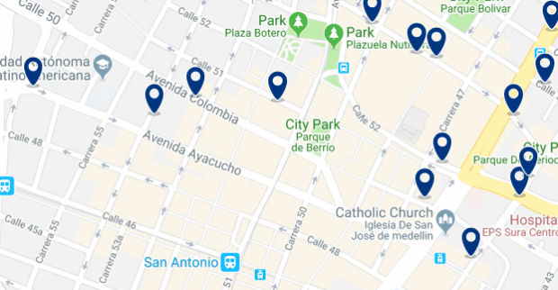 Medellin - La Candelaria - Clicca qui per vedere tutti gli hotel su una mappa