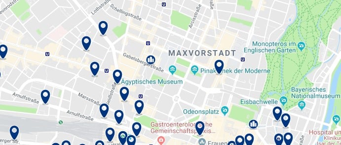 München - Maxvorstadt - Click to see all hotels on a map